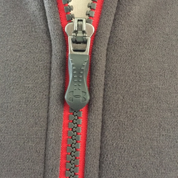Under Armour Zip Sweater Jacket, Gray, Red, Sz L - Picture 3 of 5
